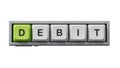 Computer keyboard keys with DEBIT business word. Royalty Free Stock Photo