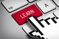 Computer Keyboard with Learn Button Royalty Free Stock Photo