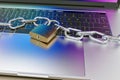 Computer keyboard locked with padlock and chain - security Royalty Free Stock Photo