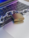 Computer keyboard locked with padlock and chain - security Royalty Free Stock Photo