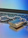 Computer keyboard locked with padlock and chain - security Royalty Free Stock Photo