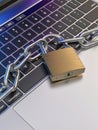 Computer keyboard locked with padlock and chain - security Royalty Free Stock Photo