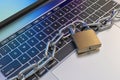 Computer keyboard locked with padlock and chain - security Royalty Free Stock Photo