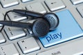 Computer keyboard with play button Royalty Free Stock Photo