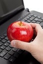 Computer Keyboard and red apple Royalty Free Stock Photo