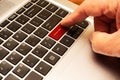 Computer keyboard with red block advertisements key Royalty Free Stock Photo