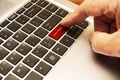 Computer keyboard with red block malware key Royalty Free Stock Photo