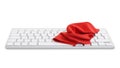 Computer keyboard with red cloth