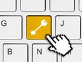 Computer keyboard with security key Royalty Free Stock Photo