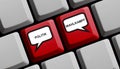 Computer keyboard: Politics and Election campaign german - 3D illustration