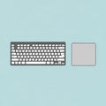 Of a computer keyboard and a square trackpad on a light blue backgroun Royalty Free Stock Photo