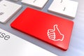 Computer keyboard with thumb gesturing hand key Royalty Free Stock Photo