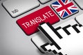 Computer Keyboard with Translate Button, Flag of Royalty Free Stock Photo