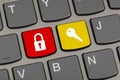 Computer keyboard with two security keys Royalty Free Stock Photo