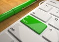 Keyboard On Wood Table 3d Render Royalty Free Stock Photo