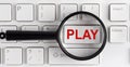 Computer keyboard with word PLAY on white button, closeup Royalty Free Stock Photo