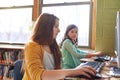 Computer knowledge is vital in our society today. elementary children working on computers at school. Royalty Free Stock Photo