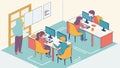 Computer lab and students learning and technology education Generative AI