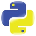 Computer language python logo with two intersecting snakes Royalty Free Stock Photo