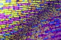 Computer language script code screen. Digital technology modern background. HTML CSS3 source code on lcd screen with black Royalty Free Stock Photo
