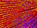 Computer language script code screen. HTML code on computer screen isolated on background. Programming code abstract technology Royalty Free Stock Photo