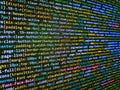 Computer language script code screen. Computer program preview. Abstract computer script source code. Matrix byte of binary data Royalty Free Stock Photo