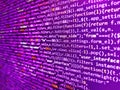 Computer language script code screen. Writing programming code on laptop. Internet app development and design. HTML and CSS code Royalty Free Stock Photo