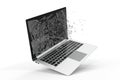 Computer or laptop with broken screen isolated on white background for your design project, 3D Rendering