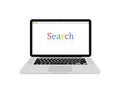 Computer laptop, browser window and ranking sites in search results of web search engine. Search engine. Flat design