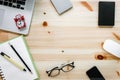 Computer Laptop and Digital Devices on Table Workspace, Top View of Creative Working Home Office Desktop With Laptop Device. Royalty Free Stock Photo