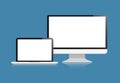 Computer and laptop display vector design on background