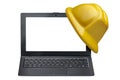 Computer Laptop Front Hard Hat Protection Isolated Royalty Free Stock Photo