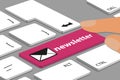 Computer Or Laptop Keyboard With Pink Newsletter Button - Vector Illustration Royalty Free Stock Photo