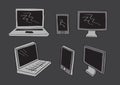 Computer Laptop and Mobil Phone Icons in Vector Cartoon Style Royalty Free Stock Photo