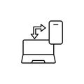Computer laptop mobile sync icon. Element of distance education line icon Royalty Free Stock Photo