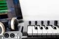 Computer laptop music studio work station Royalty Free Stock Photo