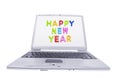 Computer Laptop with New Year Greetings