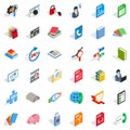 Computer learning icons set, isometric style Royalty Free Stock Photo
