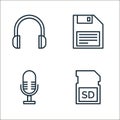 computer line icons. linear set. quality vector line set such as sd card, microphone, floppy disc