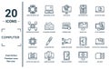 computer linear icon set. includes thin line computer micro chip, information network, computer chip, laptop data analytics Royalty Free Stock Photo