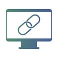 Computer link icon. Screen chain symbol. Connection monitor Vector. Web url. Royalty Free Stock Photo