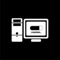 Computer Loading icon isolated on black background