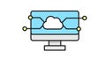 Cloud computing concept icon with desktop computer and circuit network on screen Royalty Free Stock Photo