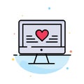 Computer, Love, Heart, Wedding Abstract Flat Color Icon Template