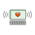 Computer, Love, Heart, Wedding Bold and thin black line icon set