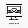 Computer, Love, Heart, Wedding Line Icon Vector