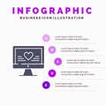 Computer, Love, Heart, Wedding Solid Icon Infographics 5 Steps Presentation Background