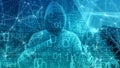 Computer machine learning digital big data processing concept, triangle background concept, computer digits, cloud computing Royalty Free Stock Photo