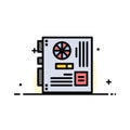Computer, Main, Mainboard, Mother, Motherboard Business Flat Line Filled Icon Vector Banner Template