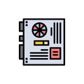 Computer, Main, Mainboard, Mother, Motherboard Flat Color Icon. Vector icon banner Template